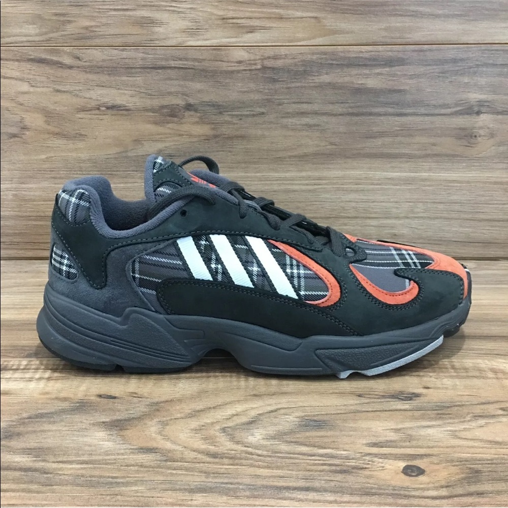 <SOLD>Adidas Mens Yung-1 Orange Plaid Sneaker - Picture 4 of 5